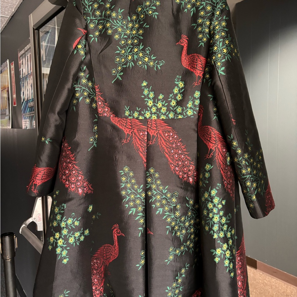 FASHION FIT  Black Coat with Red Peacocks - Picture 4 of 6